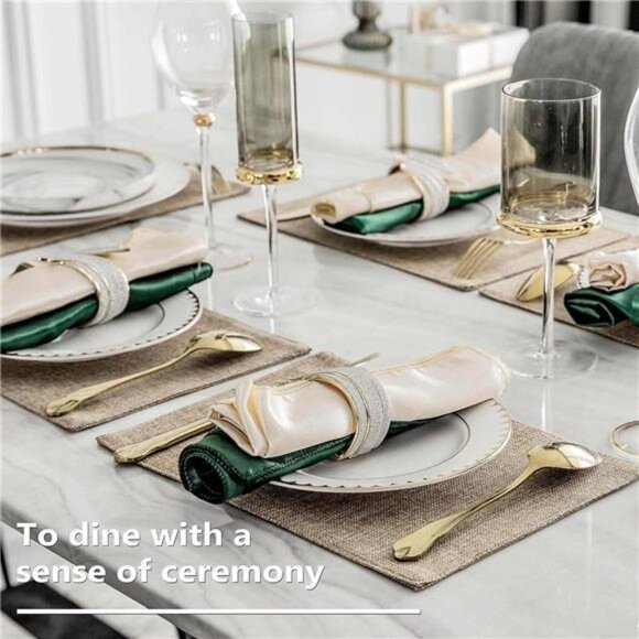 Home Brilliant Linen Placemats Set of 4 Heat Resistant Dining Table Cloth Place - Picture 5 of 14